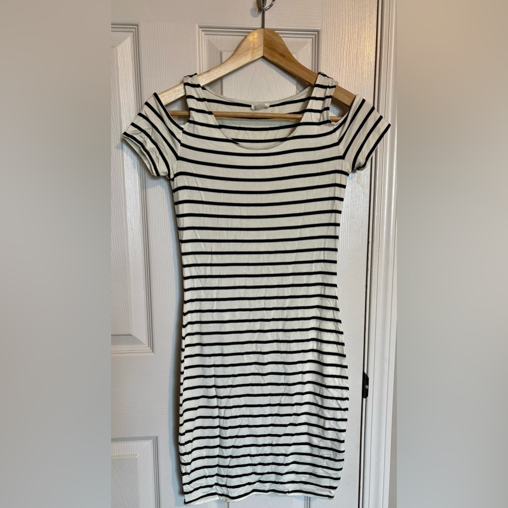 Garage Black and White Striped Dress